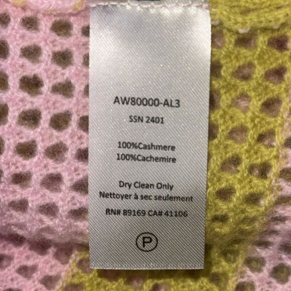 NWT ATM Anthony Thomas Melillo Striped Cashmere Mesh Knit Hoodie Pink Moss Small - Picture 14 of 15
